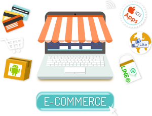 บริการเว็บ E-Commerce, ทำ Fanpage, สร้าง Line@, พัฒนาระบบ Application Android และ iOS